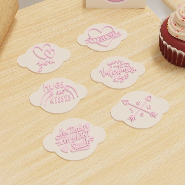 Valentine's Fondant Stamps – Mixed Pack of 6 (60mm) | Embossers for Baking