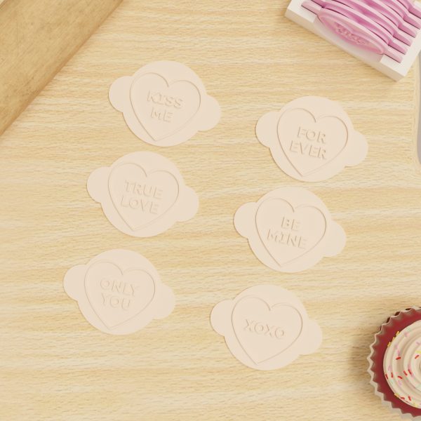 Love Heart Fondant Stamps – 6 Pack (60mm) | Valentine's Embossers for Baking